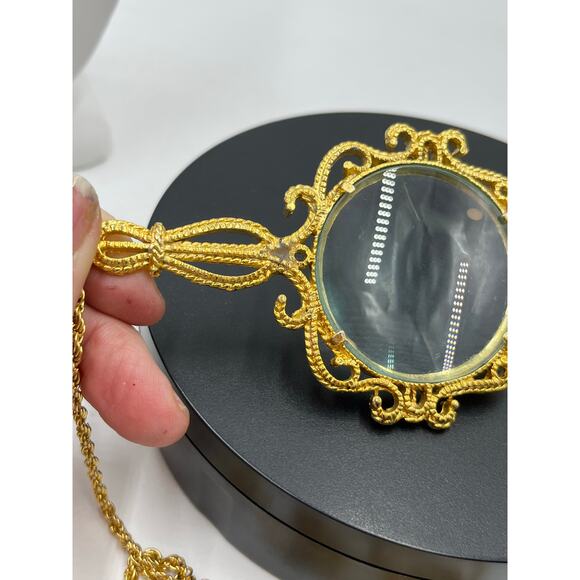 Working Loupe Ornate Magnifying Glass Rope Chain Long Pendant Necklace - Picture 10 of 14